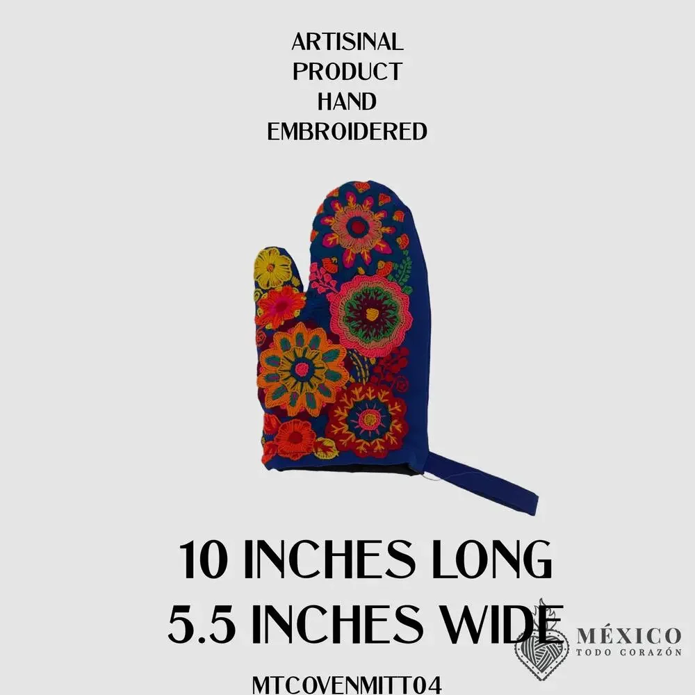 Mexican hand embroidered oven mitt xmas gift mothers day one of a kind